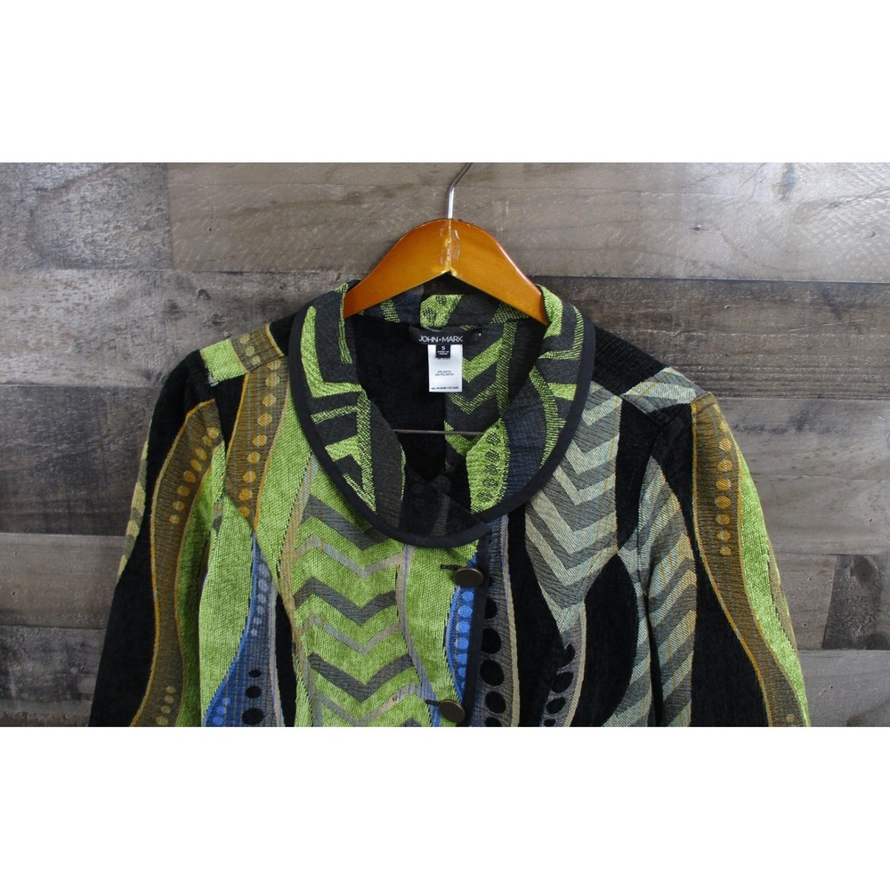 John Mark Jacket Womens Small Green Reversible Button Front Boho Cardigan NEW